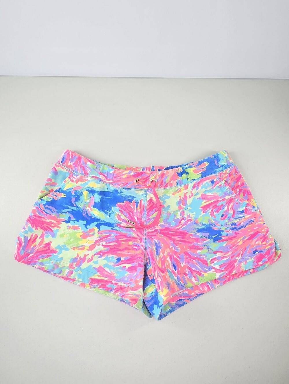 Lilly Pulitzer Vina Terry Knit Lounge Shorts Tropical Floral Drawstring Size L